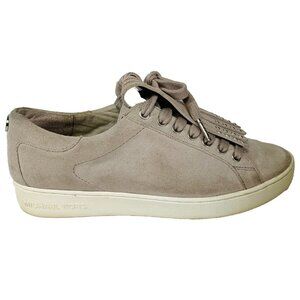 Michael Kors Keaton Kiltie Studded Suede Sneakers Size 7.5 Fringe Cement Leather
